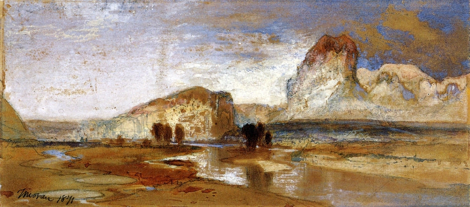 First Sketch Made in the West at Green River, Wyoming, vintage artwork by Thomas Moran, 12x8" (A4) Poster