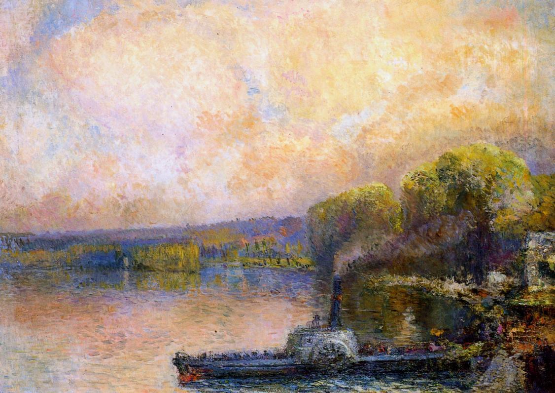 Ferry on the Bouille, vintage artwork by Albert Lebourg, 12x8" (A4) Poster