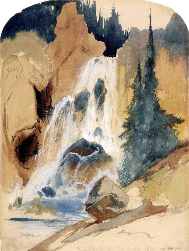 Crystal Falls, vintage artwork by Thomas Moran, 12x8" (A4) Poster