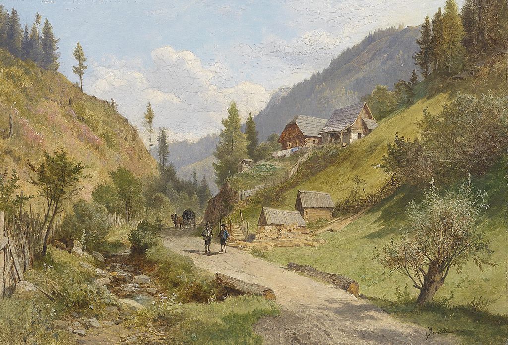 Landscape in Lower Austria, vintage artwork by Leopold Munsch, 12x8" (A4) Poster