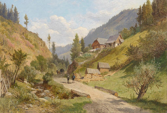Landscape in Lower Austria, vintage artwork by Leopold Munsch, 12x8" (A4) Poster