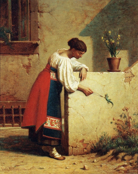 Italian Peasant Woman, vintage artwork by Virgil Macey Williams, 12x8" (A4) Poster