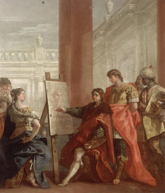 Apelles Paints Campaspa, vintage artwork by Sebastiano Ricci, 12x8" (A4) Poster