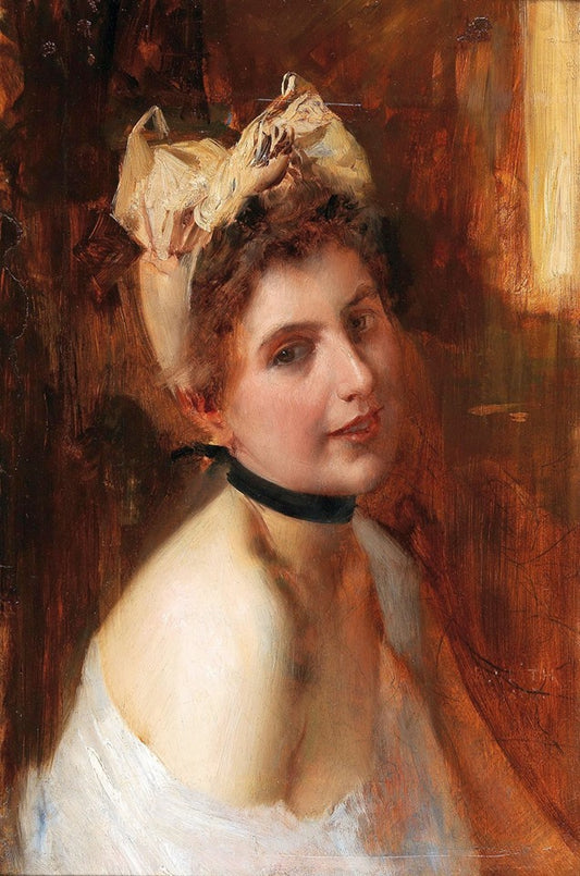 Viennese Girl, vintage artwork by Eduard Veith, 12x8" (A4) Poster