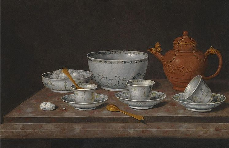 Still Life of a Yixang Metal-mounted Teapot on a Stone Ledge, vintage artwork by Pieter Gerritz. van Roestraten, 12x8" (A4) Poster