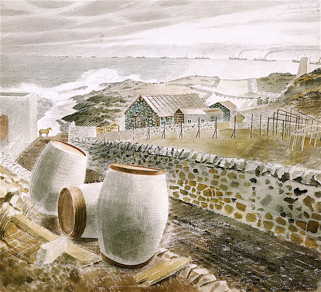 Convoy Passing an Island (May Island), vintage artwork by Eric Ravilious, 12x8" (A4) Poster