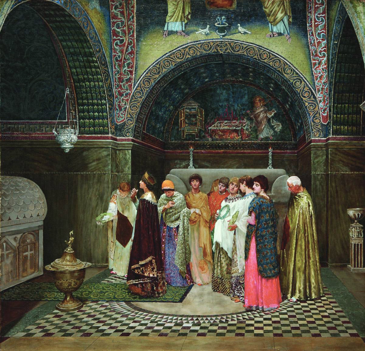 The Queen of Constantinople Visiting Her Ancestors' Tombs, vintage artwork by Vasily Sergeevich Smirnov, 12x8" (A4) Poster