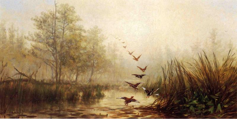 Hazy Morning, vintage artwork by James McDougal Hart, 12x8" (A4) Poster