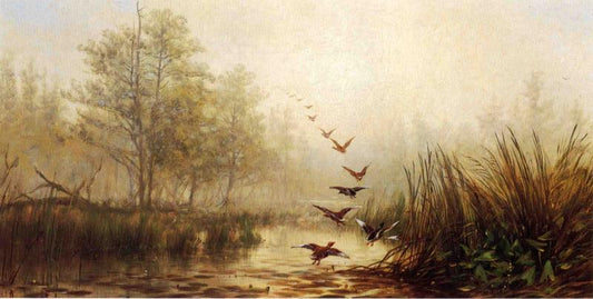 Hazy Morning, vintage artwork by James McDougal Hart, 12x8" (A4) Poster