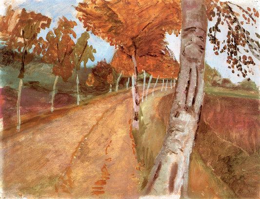Avenue of Birch Trees in Autumn, vintage artwork by Paula Modersohn-Becker, 12x8" (A4) Poster
