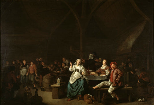 Drinking Bout in an Inn, vintage artwork by Jan Miense Molenaer, 12x8" (A4) Poster