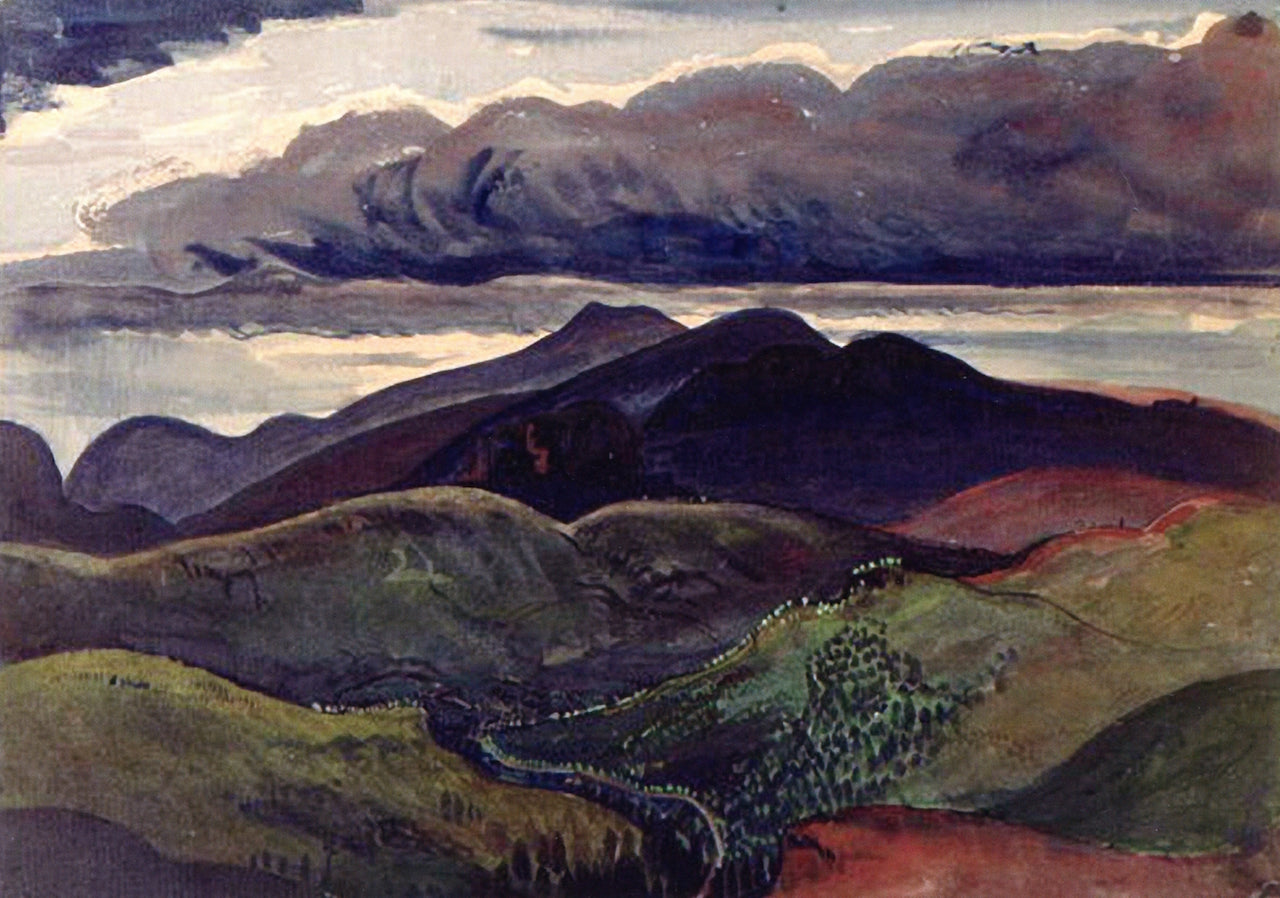 The Dark Mountains, vintage artwork by James Dickson Innes, 12x8" (A4) Poster