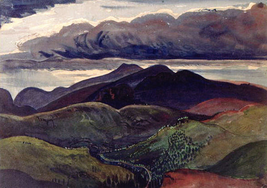 The Dark Mountains, vintage artwork by James Dickson Innes, 12x8" (A4) Poster