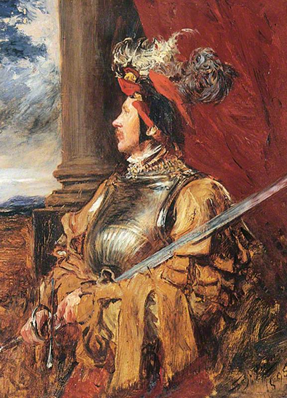 S. J. Whawell in Landsknecht Armour, vintage artwork by John Seymour Lucas, 12x8" (A4) Poster