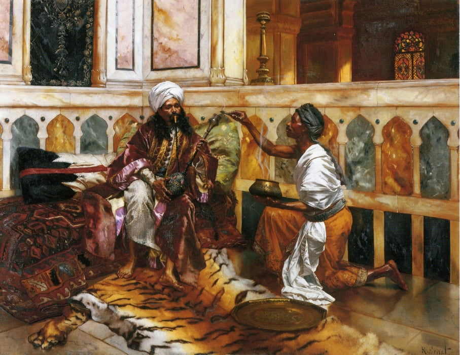 Preparing the Hookah, vintage artwork by Rudolf Ernst, 12x8" (A4) Poster