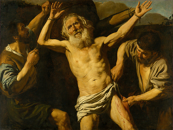 Martyrdom of Saint Barthol0mew, vintage artwork by Valentin de Boulogne, 12x8" (A4) Poster