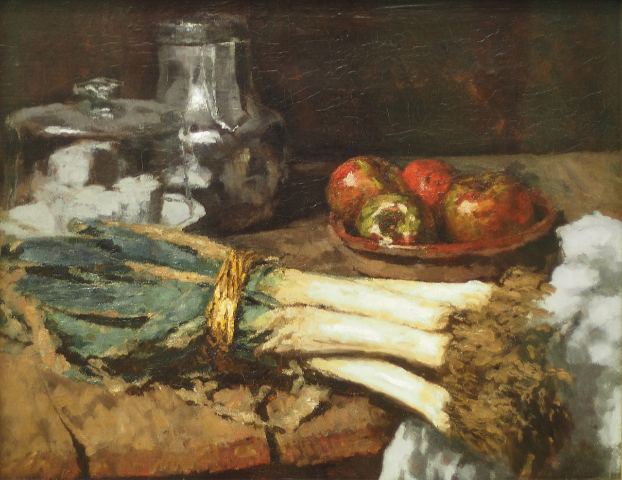 Still Life with Leek, vintage artwork by Carl Eduard Schuch, 12x8" (A4) Poster
