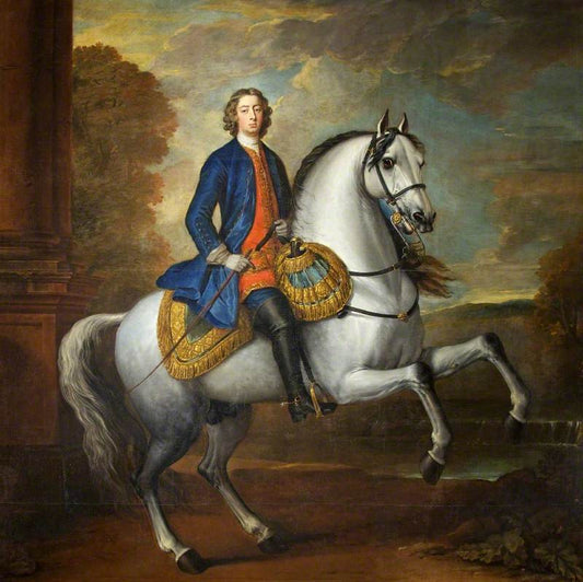 Henry Hoare II on Horseback, vintage artwork by John Wootton, 12x8" (A4) Poster