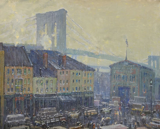 Near the Brooklyn Bridge by Frederick Usher De Voll,16x12(A3) Poster