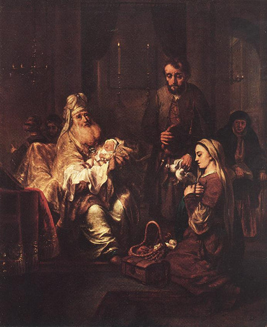 Presentation in the Temple, vintage artwork by Gerbrand van den Eeckhout, 12x8" (A4) Poster