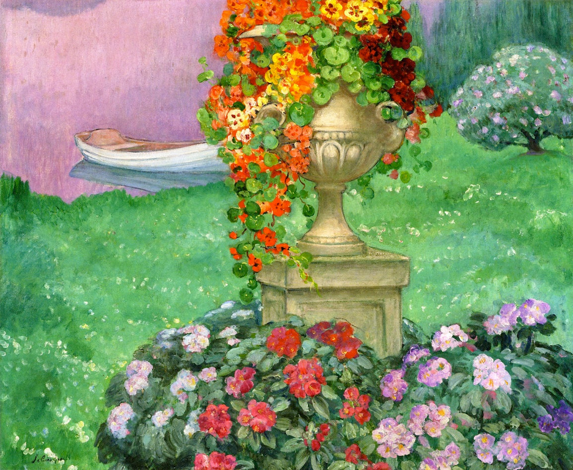 Aix-les-Bains, Garden by  the Lake, vintage artwork by Henri Lebasque, 12x8" (A4) Poster