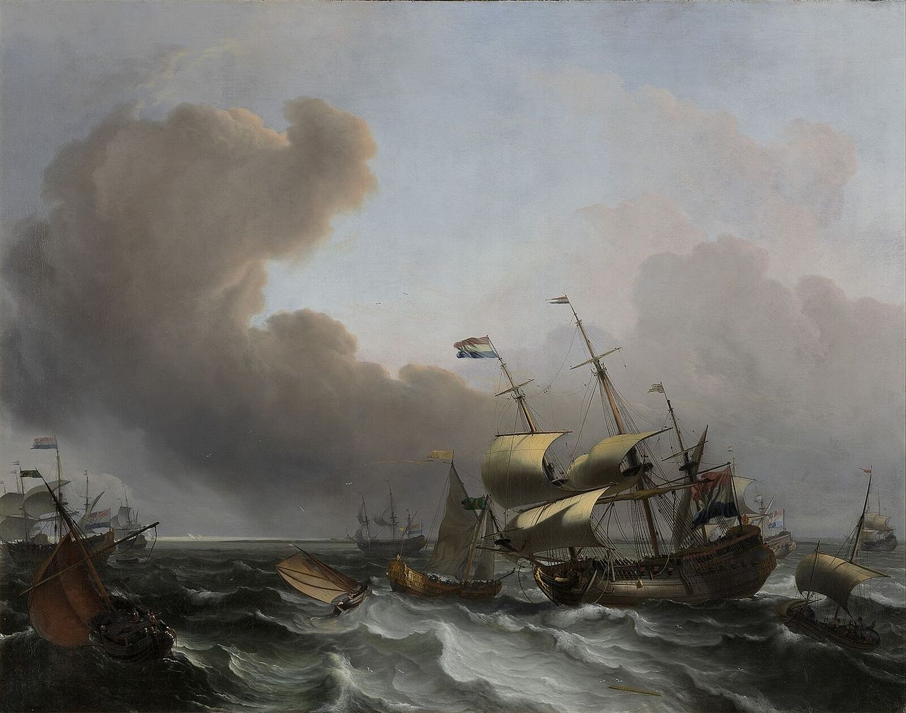 Storm on the Dutch Coast, vintage artwork by Ludolf Backhuysen, 12x8" (A4) Poster