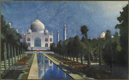 The Taj Mahal, Moonlit, vintage artwork by James Rogers Rich, 12x8" (A4) Poster