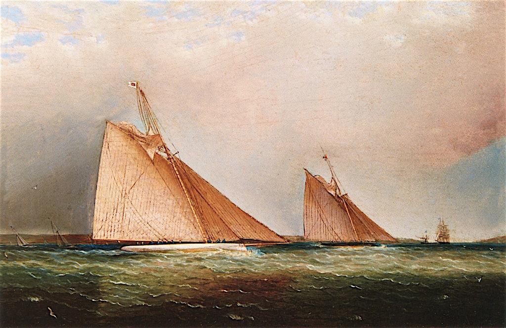 Cutters Leading the Fleet Through the Sound, NY, vintage artwork by James E. Buttersworth, A3 (16x12") Poster Print