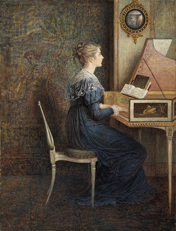 An Old Song, vintage artwork by William John Hennessy, 12x8" (A4) Poster