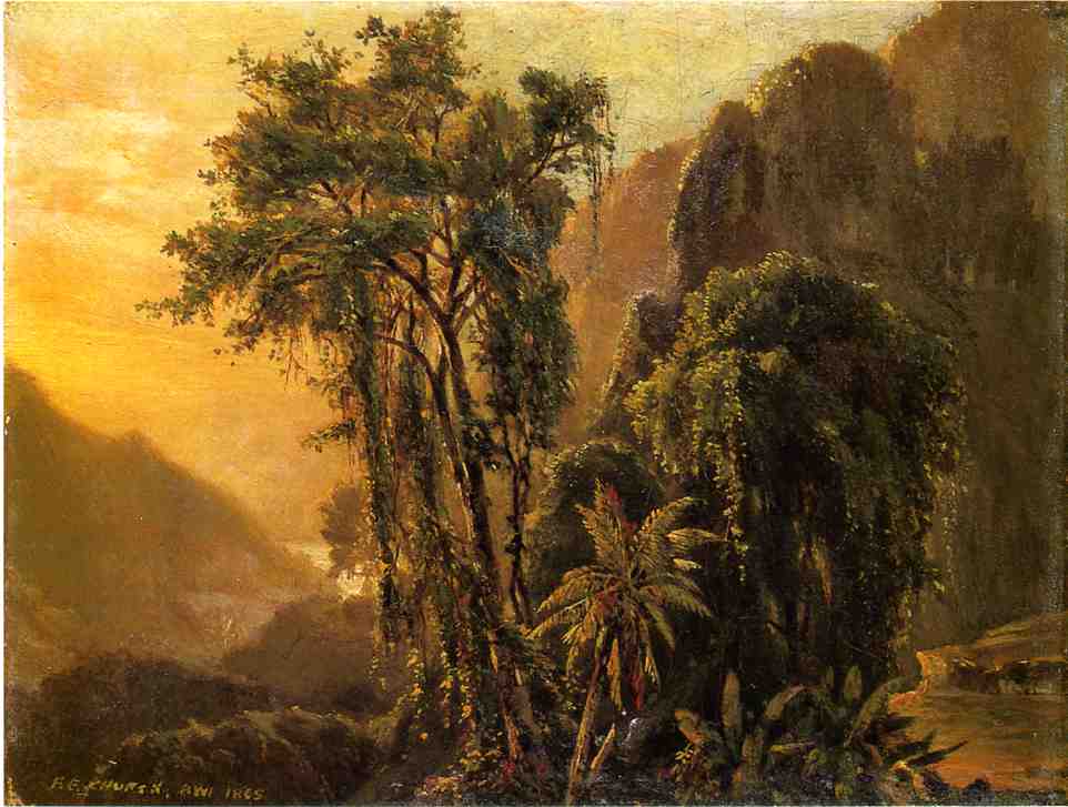 A Glimpse of the Caribbean sea from the Jamaica Mountains, vintage artwork by John Frederick Kensett, A3 (16x12") Poster Print