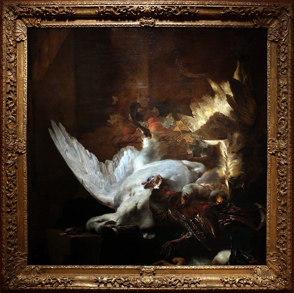 Still Life with a Dead Swan, vintage artwork by Jan Baptist Weenix, 12x8" (A4) Poster