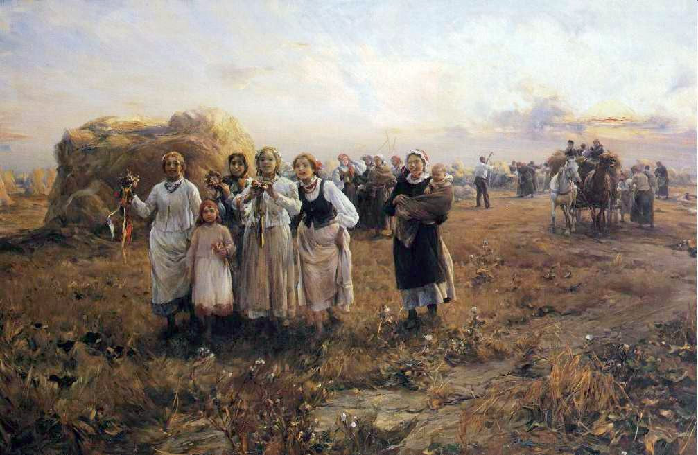 Harvest Festival, vintage artwork by Alfred von Wierusz-Kowalski, 12x8" (A4) Poster