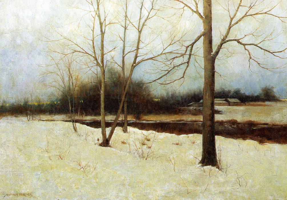 Stream in Winter, vintage artwork by Arthur Hoeber, 12x8" (A4) Poster
