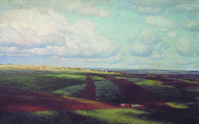 Motherland, vintage artwork by Nikolai Nikanorovich Dubovskoy, 12x8" (A4) Poster