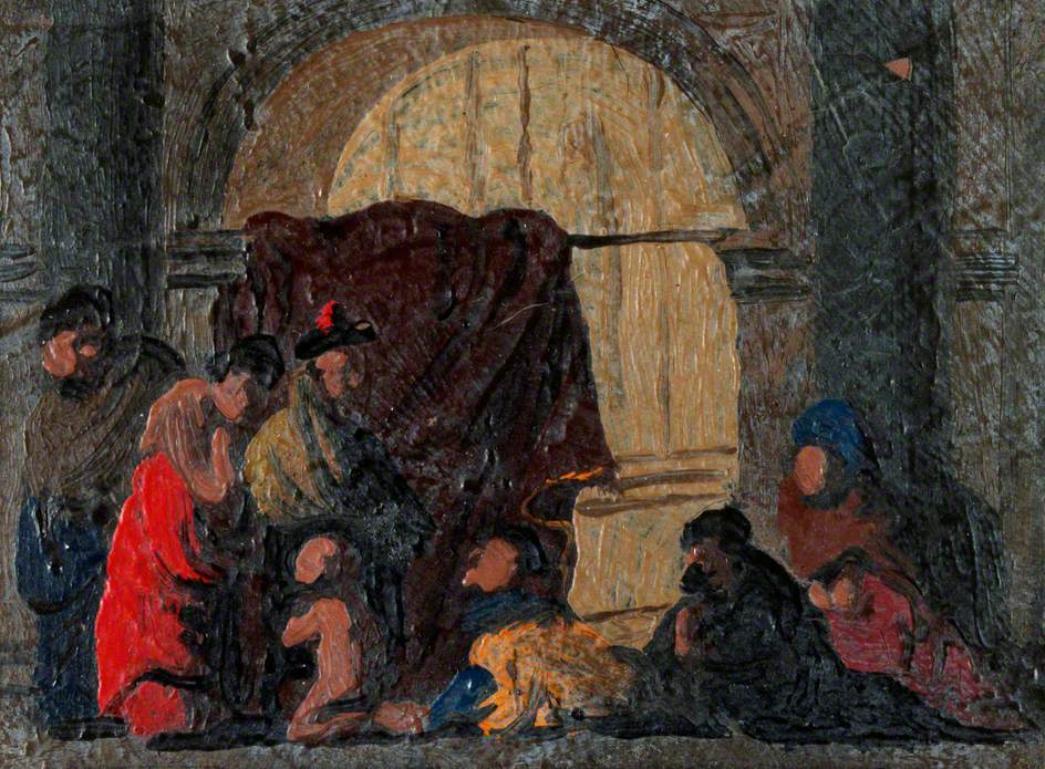 Figure Group in an Arch (sketch), vintage artwork by Benjamin West, 12x8" (A4) Poster