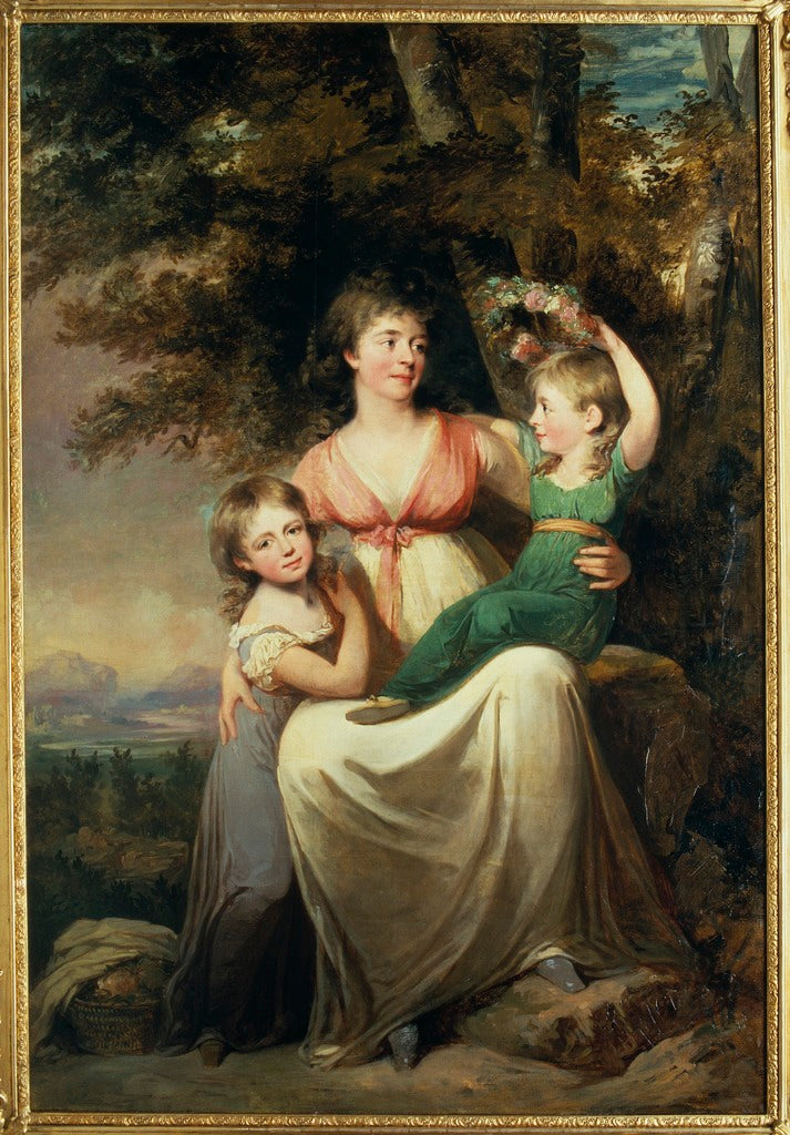 Hedvig Wegelin with Her Daughters, vintage artwork by Carl Fredrik von Breda, 12x8" (A4) Poster