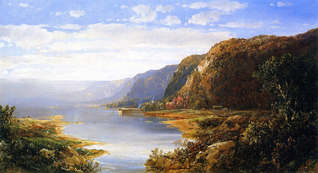 Houseboat on a River, vintage artwork by William Louis Sonntag, Sr, 12x8" (A4) Poster