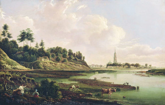 View of Zvenigorod, vintage artwork by Karl Rabus, A3 (16x12") Poster Print