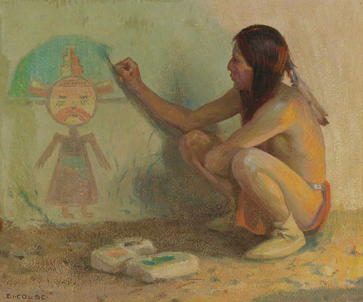The Kachina Painter, vintage artwork by Eanger Irving Couse, 12x8" (A4) Poster