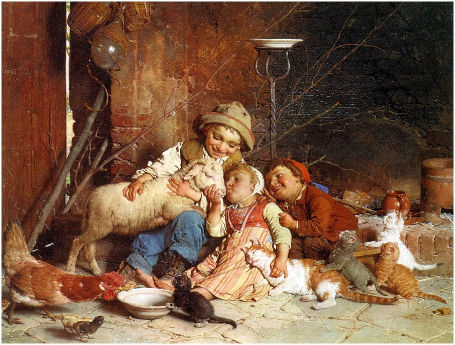 Farmyard Rascals, vintage artwork by Gaetano Chierici, 12x8" (A4) Poster