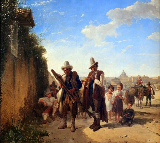 Roman Pifferari, vintage artwork by Franz Ludwig Catel, 12x8" (A4) Poster