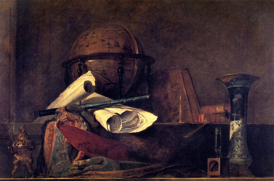 The Attributes of Science, vintage artwork by Jean-Baptiste-Simeon Chardin, 12x8" (A4) Poster