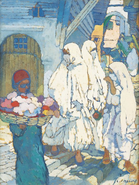 Women of Algiers, vintage artwork by Leon Cauvy, 12x8" (A4) Poster