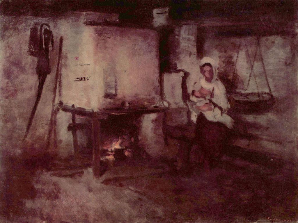 The Hearth, vintage artwork by Nicolae Grigorescu, 12x8" (A4) Poster