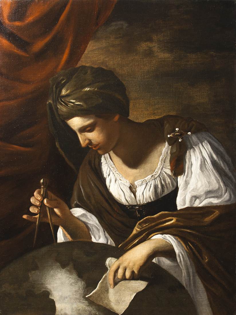 Allegory of Geography, vintage artwork by Attributed to Pier Francesco Mola, 12x8" (A4) Poster