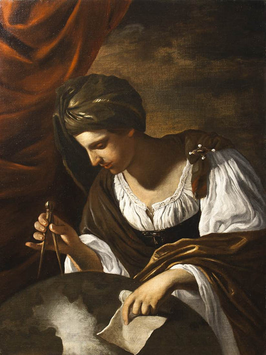 Allegory of Geography, vintage artwork by Attributed to Pier Francesco Mola, 12x8" (A4) Poster