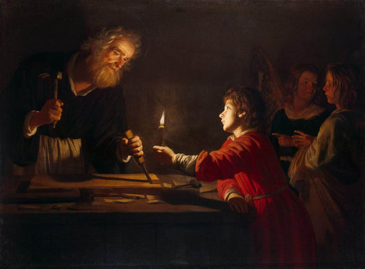 Childhood of Christ, vintage artwork by Gerard van Honthorst, 12x8" (A4) Poster