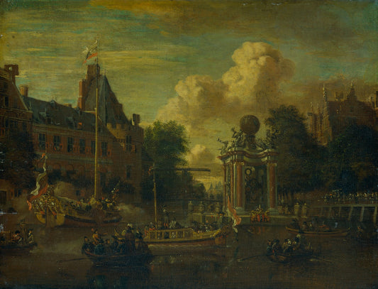 Visit of the Moscovian Embassy to Amsterdam, August 29, 1697, vintage artwork by Abraham Jansz. Storck, 12x8" (A4) Poster