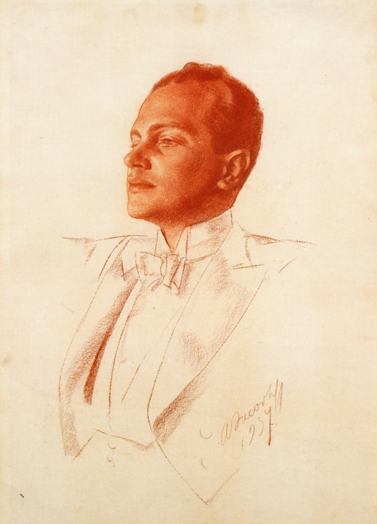 Portrait of Sergei Prokofiev, vintage artwork by Alexander Evgenievich Yakovlev, 12x8" (A4) Poster