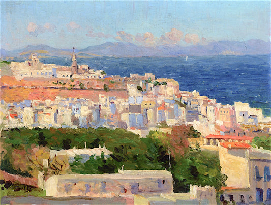 View of Tangiers, vintage artwork by Emanuel Phillips Fox, 12x8" (A4) Poster